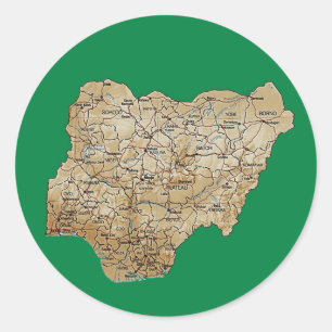 Nigeria-Karten-Aufkleber Runder Aufkleber