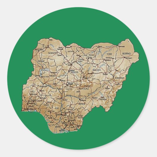Nigeria-Karten-Aufkleber Runder Aufkleber (Vorderseite)
