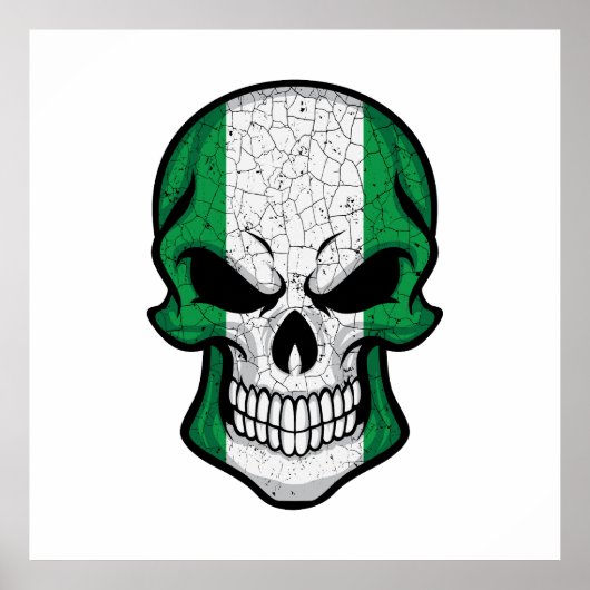 Nigeria lächelt Schädelflagge Poster (Vorne)
