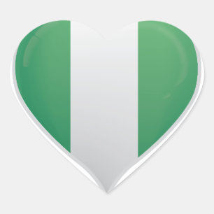 Nigeria Liebe Flaggenstempel Herz-Aufkleber