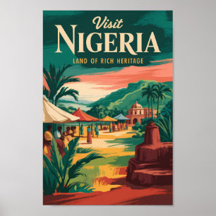 Nigeria Malerische Illustrations-Reise Kunst Vinta Poster