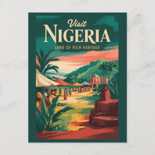 Nigeria Malerische Illustrations-Reise Kunst Vinta Postkarte