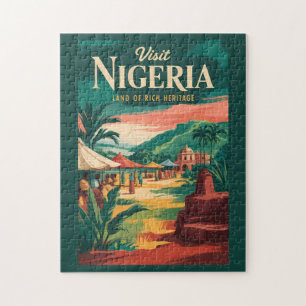 Nigeria Malerische Illustrations-Reise Kunst Vinta Puzzle