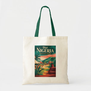 Nigeria Malerische Illustrations-Reise Kunst Vinta Tragetasche