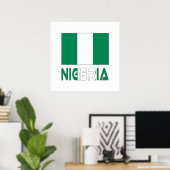 Nigeria mit nigerianischer Flagge Poster (Heimbüro)