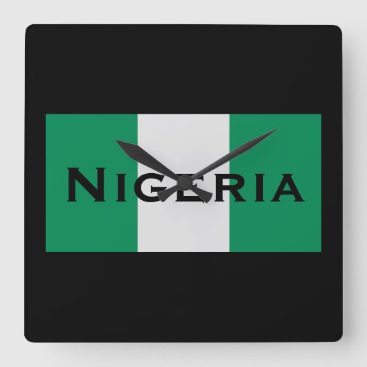 Nigeria mit nigerianischer Flagge (Westafrika) Quadratische Wanduhr (Vorderseite)