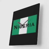 Nigeria mit nigerianischer Flagge (Westafrika) Quadratische Wanduhr (Winkel)