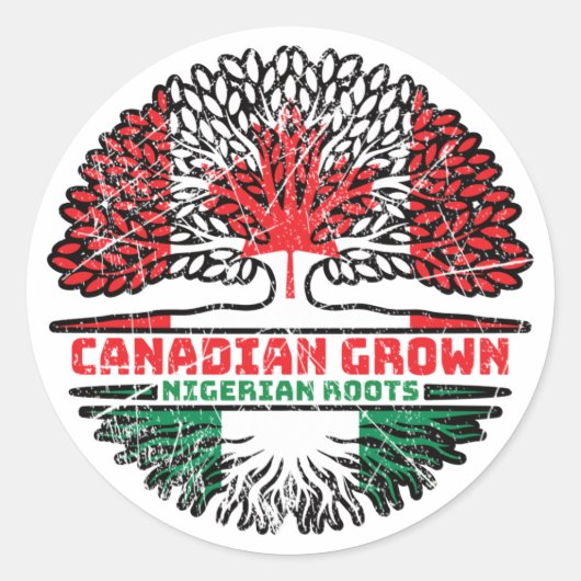 Nigeria Nigerian Canadian Canada Tree Roots Flag Runder Aufkleber (Vorderseite)