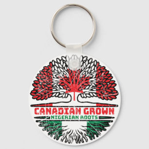Nigeria Nigerian Canadian Canada Tree Roots Flag Schlüsselanhänger