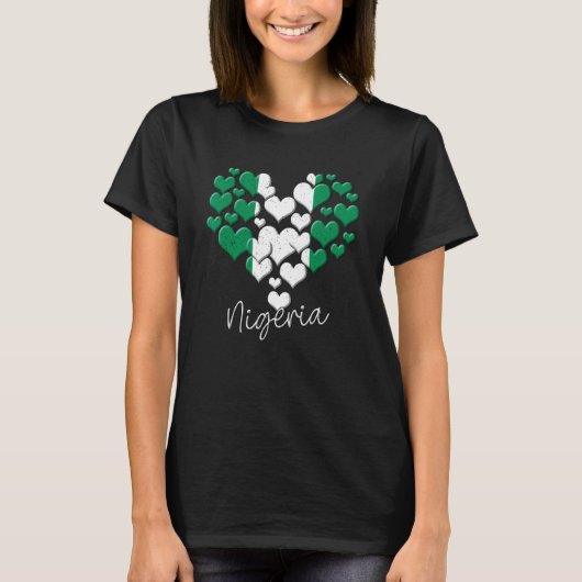 Nigeria Nigerianische Flagge Afrika Proud Heart Li T-Shirt (Vorderseite)