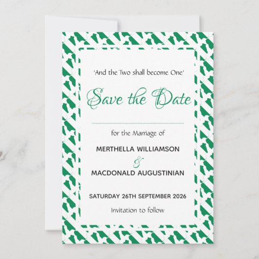 NIGERIA Patriotic Custom Scripting Naija Wedding Save The Date (Vorderseite)
