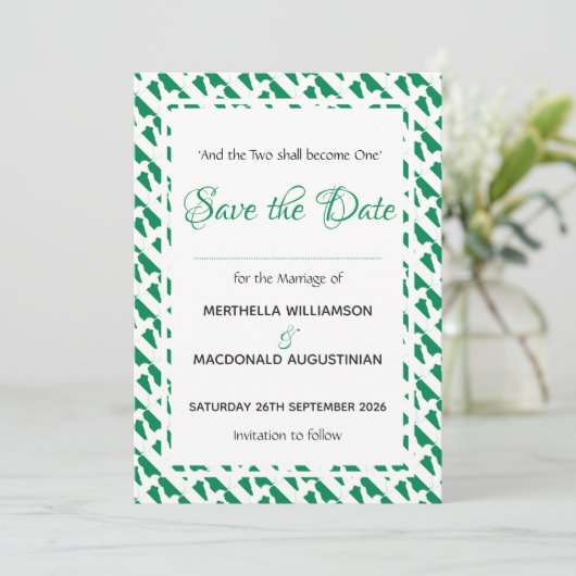 NIGERIA Patriotic Custom Scripting Naija Wedding Save The Date (Stehend Vorderseite)