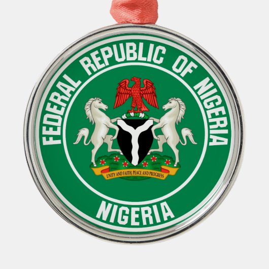 Nigeria Round Emblem Ornament Aus Metall (Vorne)