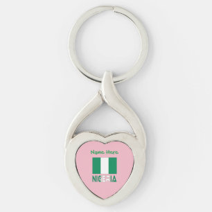 Nigeria und Nigerianische Flagge Grün Personalisie Schlüsselanhänger