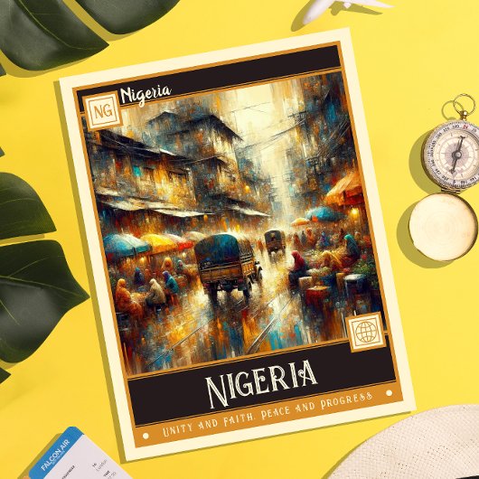 Nigeria | Vintage Malerei Postkarte