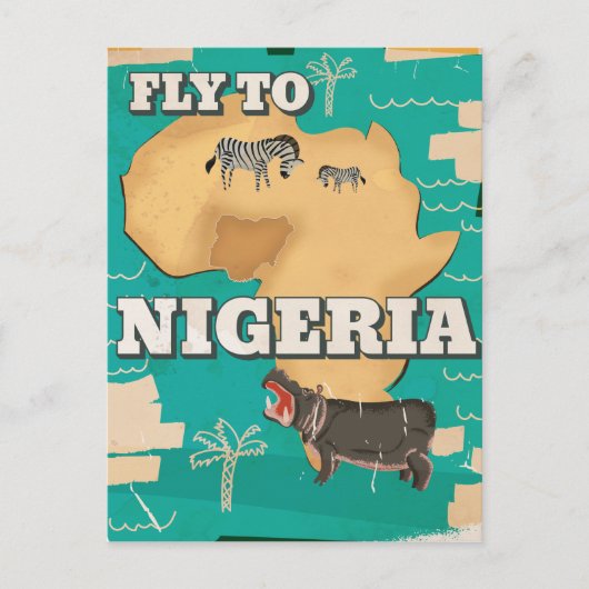 Nigeria Vintage Travel Poster Postkarte (Vorderseite)