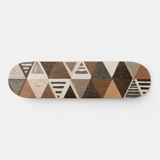 Nigerian patterns on a triangles background skateboard (Horizontal)