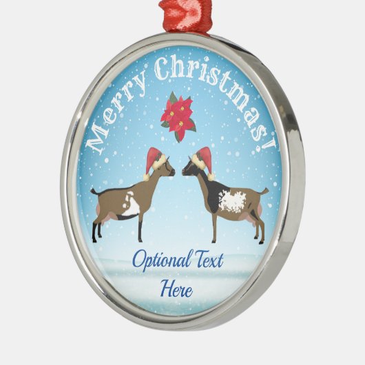 Nigerianer Zwarf Milchziege Weihnachten im Schnee Ornament Aus Metall (Links)