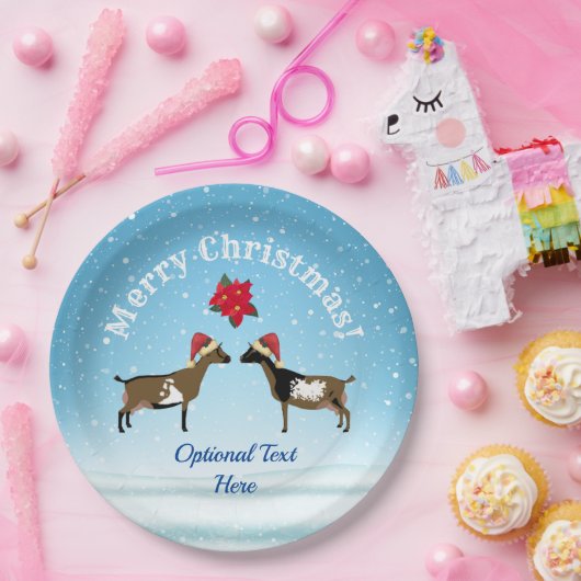 Nigerianer Zwarf Milchziege Weihnachten im Schnee Pappteller (Party)