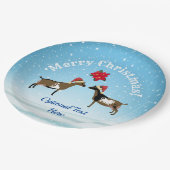 Nigerianer Zwarf Milchziege Weihnachten im Schnee Pappteller (Schrägansicht)