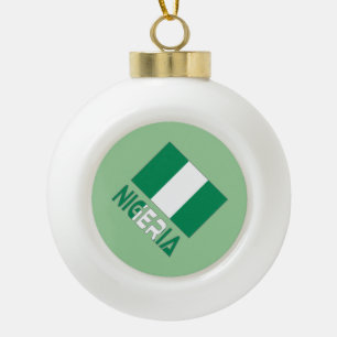 Nigerianische Flagge und Nigeria Keramik Kugel-Ornament