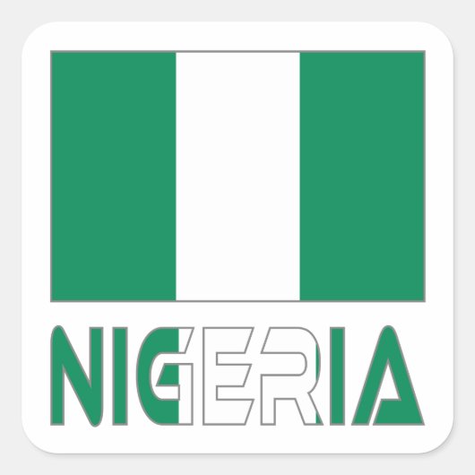nigerianische Flagge und Nigeria Quadratischer Aufkleber (Vorderseite)