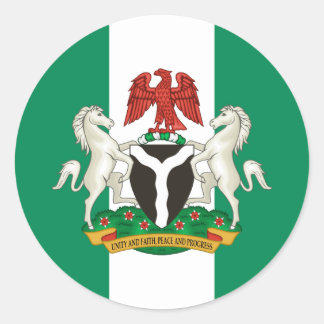Nigerianische Flagge und Wappen, Flagge Nigerias Runder Aufkleber