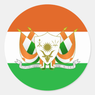 Nigerianische Flagge und Wappen, Flagge Nigers Runder Aufkleber