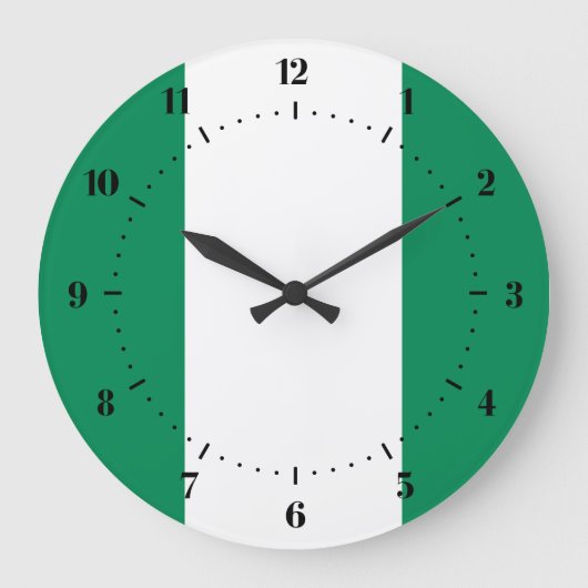 Nigerianische Flaggenuhren Große Wanduhr (Vorderseite)