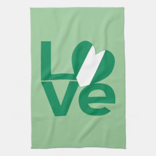 Nigerianische grüne LOVE-Herzflagge Küchentuch