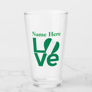 Nigerianische grüne LOVE-Herzflagge personalisiert Glas