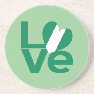 Nigerianische grüne LOVE-Herzflagge Sandstein Untersetzer