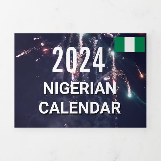 Nigerianischer Kalender 2024 Dreifach-gefaltete Programmkarte (Cover)