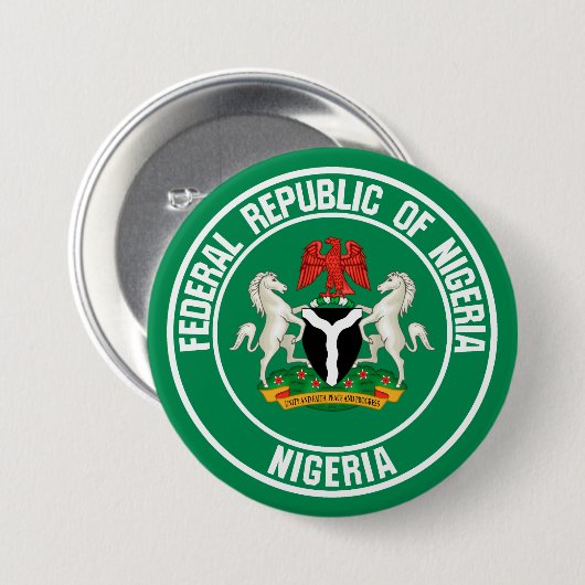Nigerianisches Rundschild Button (Vorne & Hinten)
