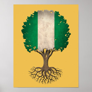 Nigerischer Flaggen-Baum des Lebens kundengerecht Poster