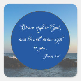 Nigh zu Gott KJV Bible Verse gezeichnet Quadratischer Aufkleber