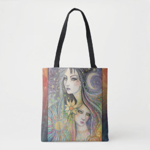 Night and Day Boho Fantasy Art von Molly Harrison Tasche