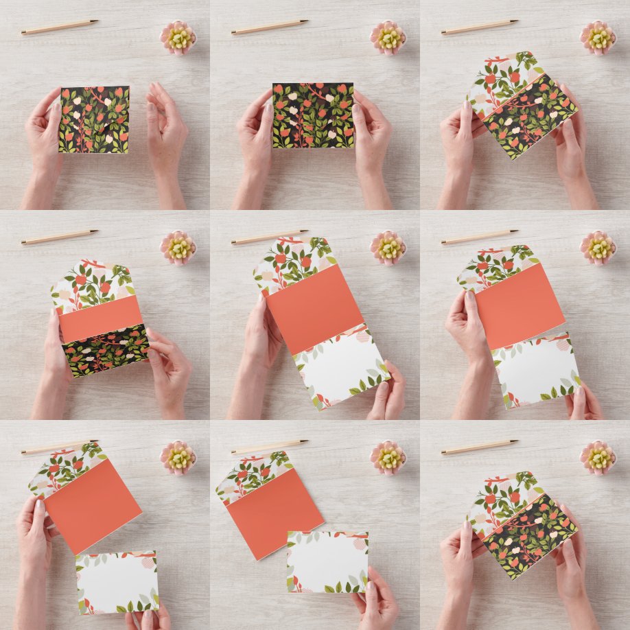 Night Apple Tree Orchard Blumengarten Muster All In One Einladung