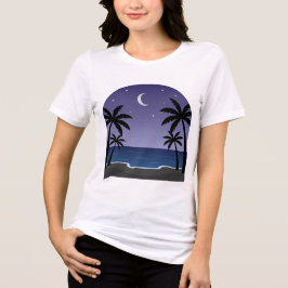 Night Beach – Moon over Waves T-Shirt Tri-Blend Shirt