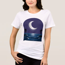 Night Beach – Moonlit Silhouette T-Shirt Tri-Blend Shirt