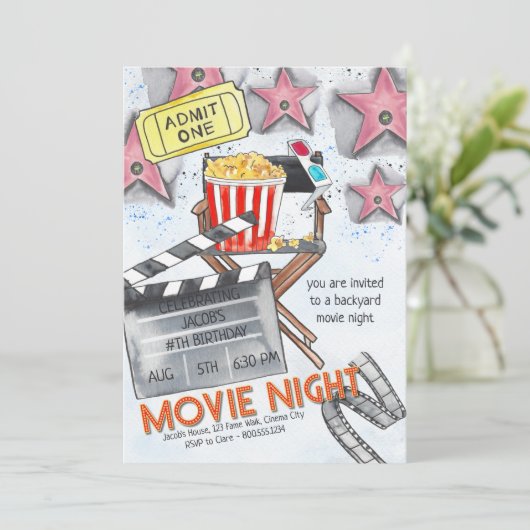 Night Birthday Party Einladung (Stehend Vorderseite)