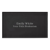 Night Black Plain Elegant Professional Modern Namenschild (Vorderseite)