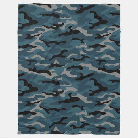 Night Blue Camouflage Camouflage Fleecedecke (Vorderseite)