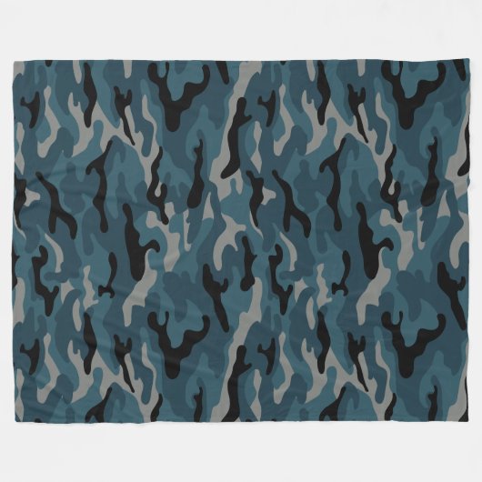 Night Blue Camouflage Camouflage Fleecedecke (Vorderseite (Horizontal))