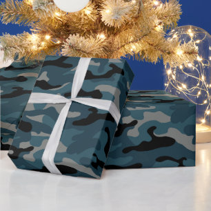 Night Blue Camouflage Camouflage Geschenkpapier