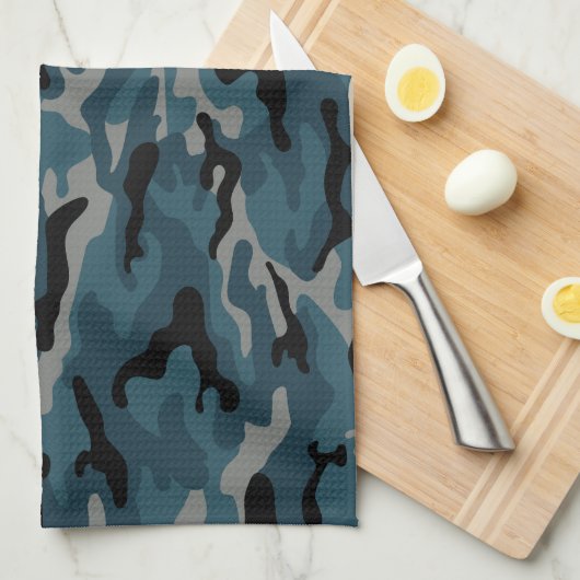 Night Blue Camouflage Camouflage Geschirrtuch (Viertel Falte)