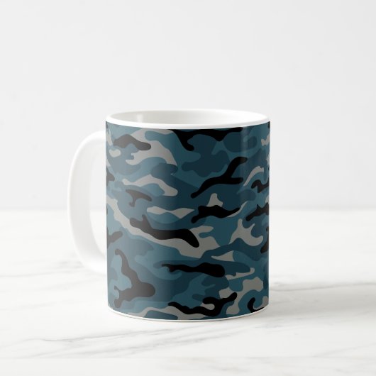 Night Blue Camouflage Camouflage Kaffeetasse (Vorderseite Links)