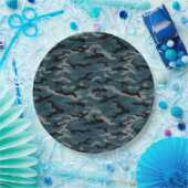 Night Blue Camouflage Camouflage Pappteller (Party)