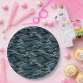 Night Blue Camouflage Camouflage Pappteller (Party)
