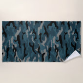 Night Blue Camouflage Camouflage Strandtuch (Vorderseite)